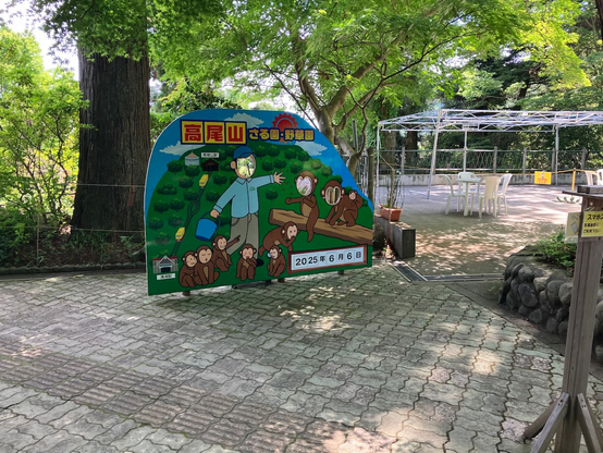 高尾山猿山の記念撮影用顔はめパネル