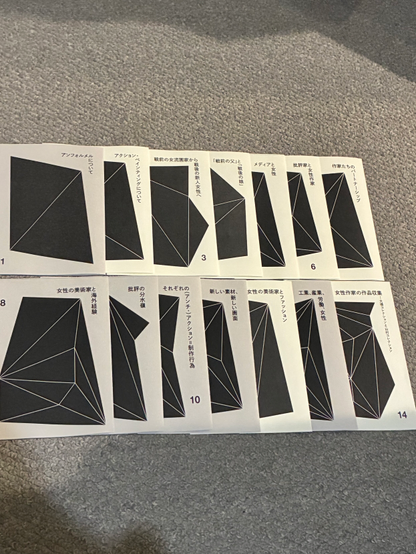 別冊アンチ・アクションのZINE。今回取り上げた14名の作家に合わせて14のトピックがある