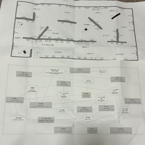 上が展示会場の地図で下が相関図